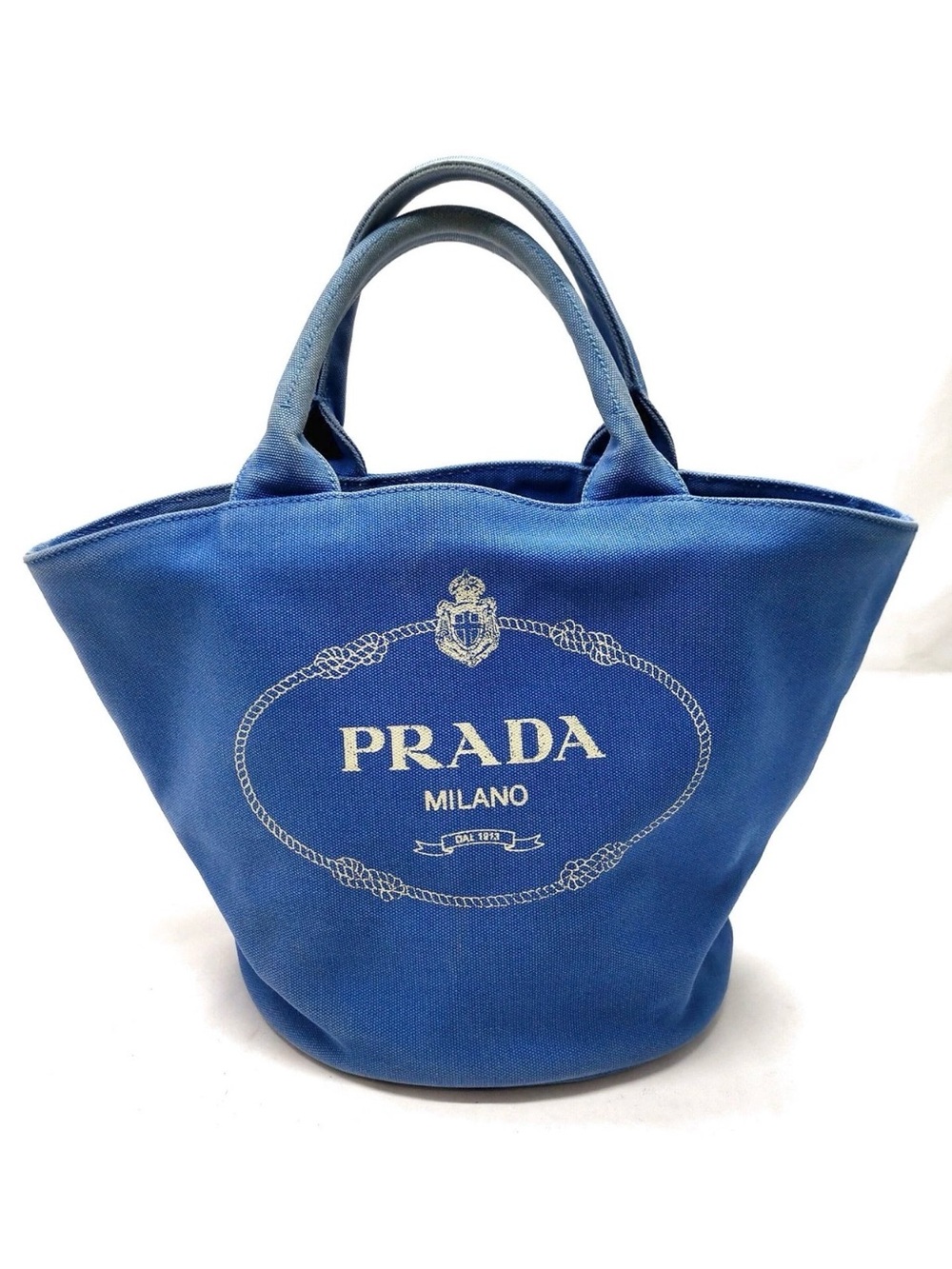Prada Blue Canvas Logo Tote